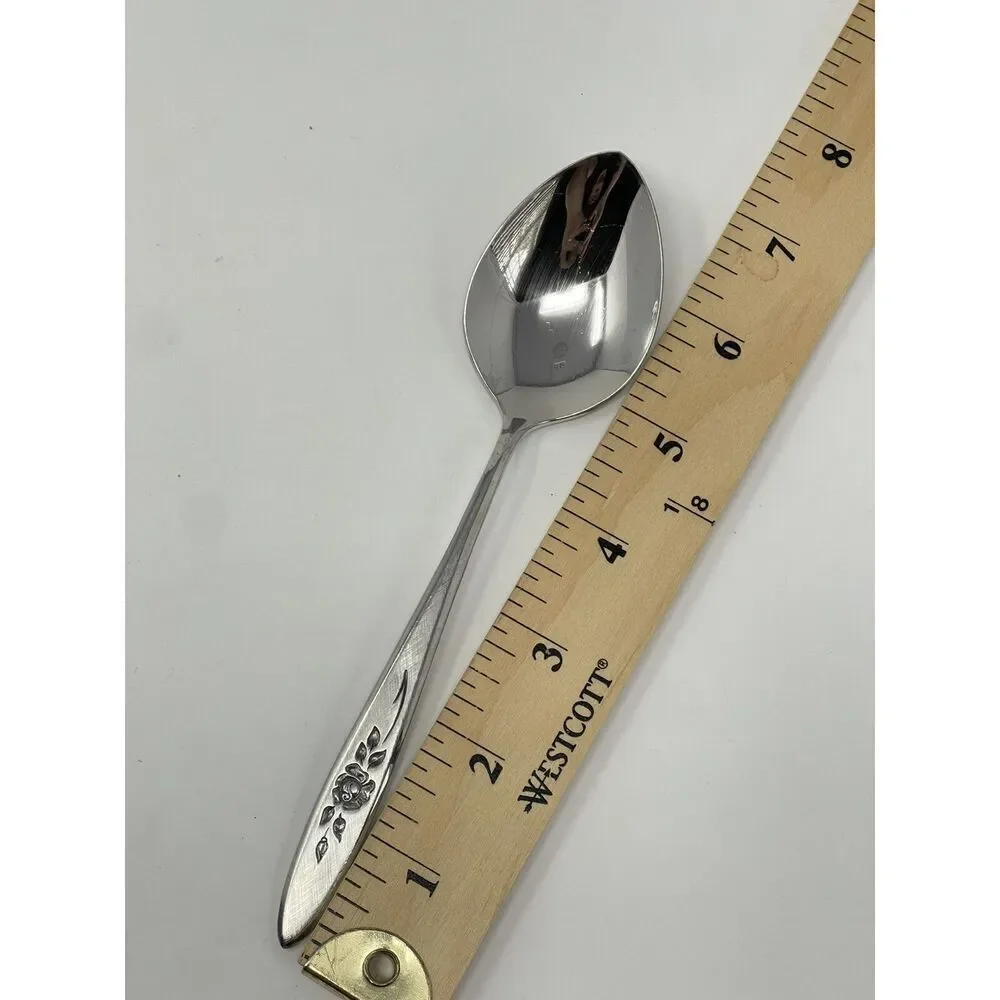 Vintage Oneida Community ROSE SHADOW Stainless Dinner Spoons 7.25